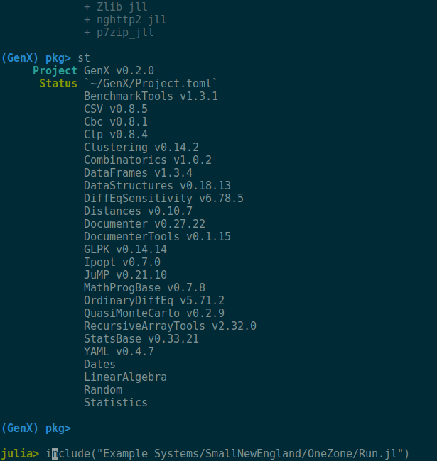 Creating the Julia environment and installing dependencies: Step 5